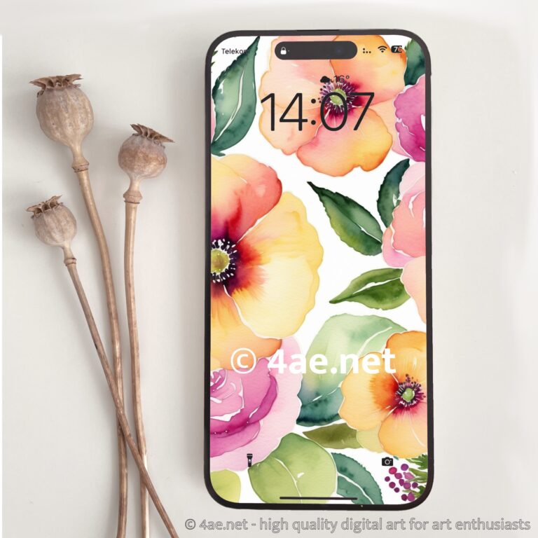 free floral watercolor phone wallpaper 007