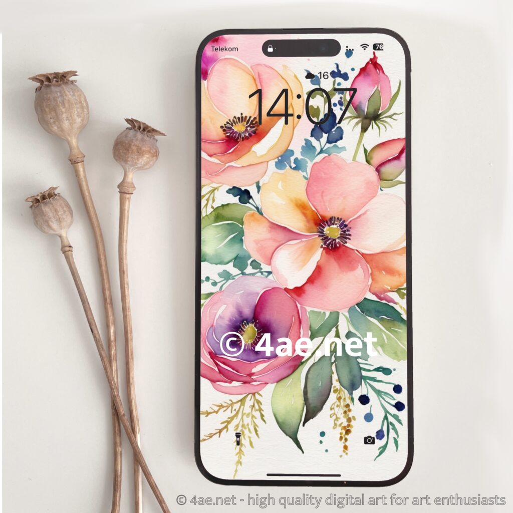 free floral watercolor phone wallpaper 009