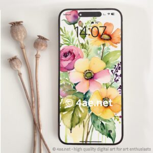 free floral watercolor phone wallpaper 022