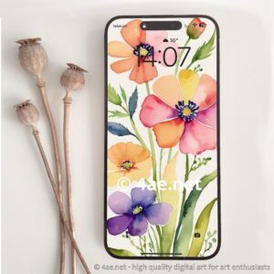 free floral watercolor phone wallpaper 030