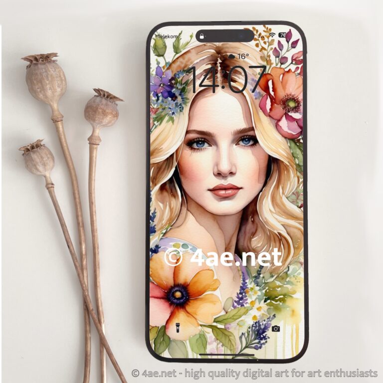 Free Watercolor Phone Wallpapers 008 Floral Symphony: Capturing Feminine Grace
