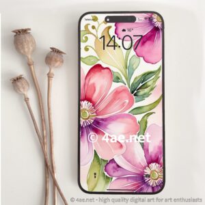 free floral watercolor phone wallpaper 044