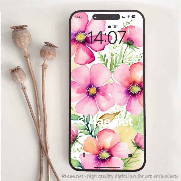 Free Floral Watercolor Phone Wallpaper 056 Mauve Meadow Melodies