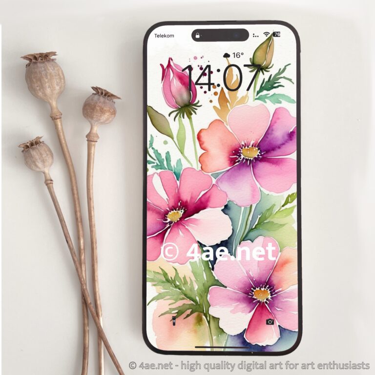Free Floral Watercolor Phone Wallpaper 059 Strawberry Sorbet Symphony