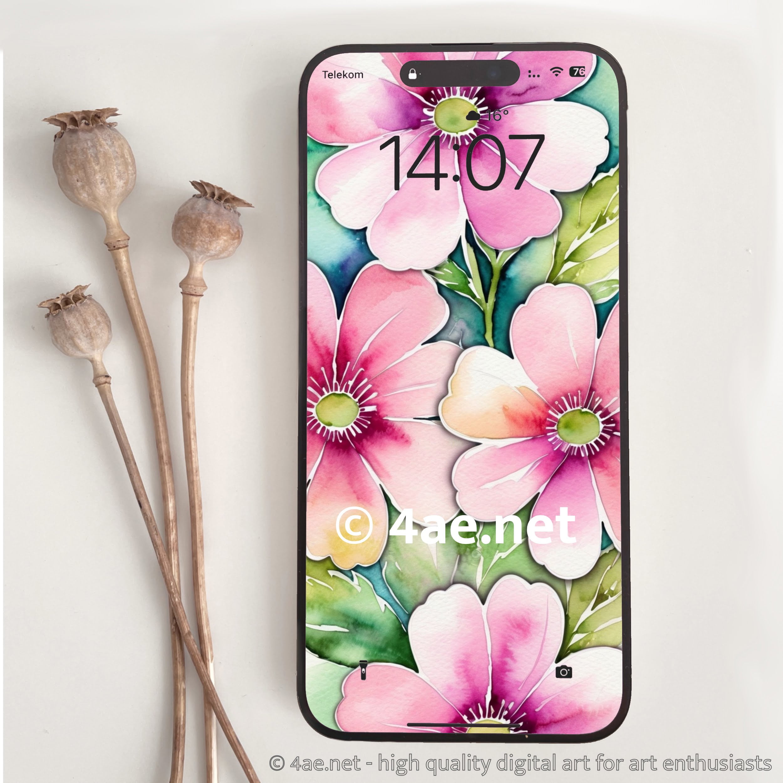 free floral watercolor phone wallpaper 060 Peachy Pink Paradise