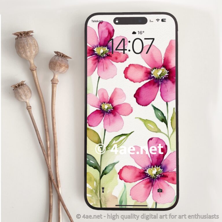Free Floral Watercolor Phone Wallpaper 062 Coral Charm Delight