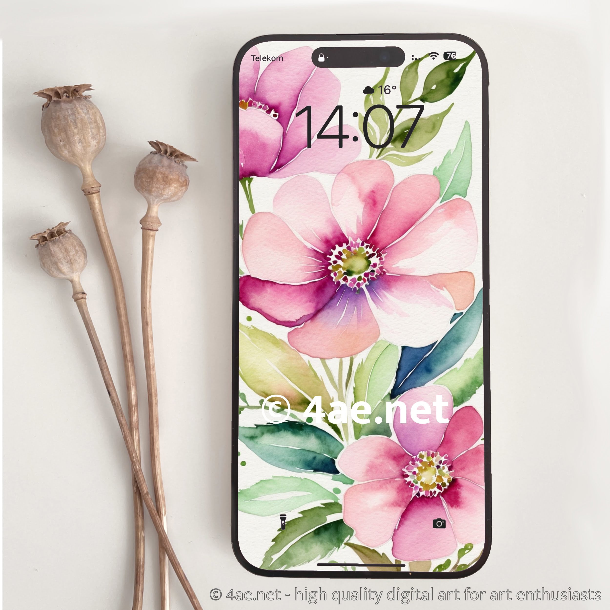 free floral watercolor phone wallpaper 064 Watermelon Whisper