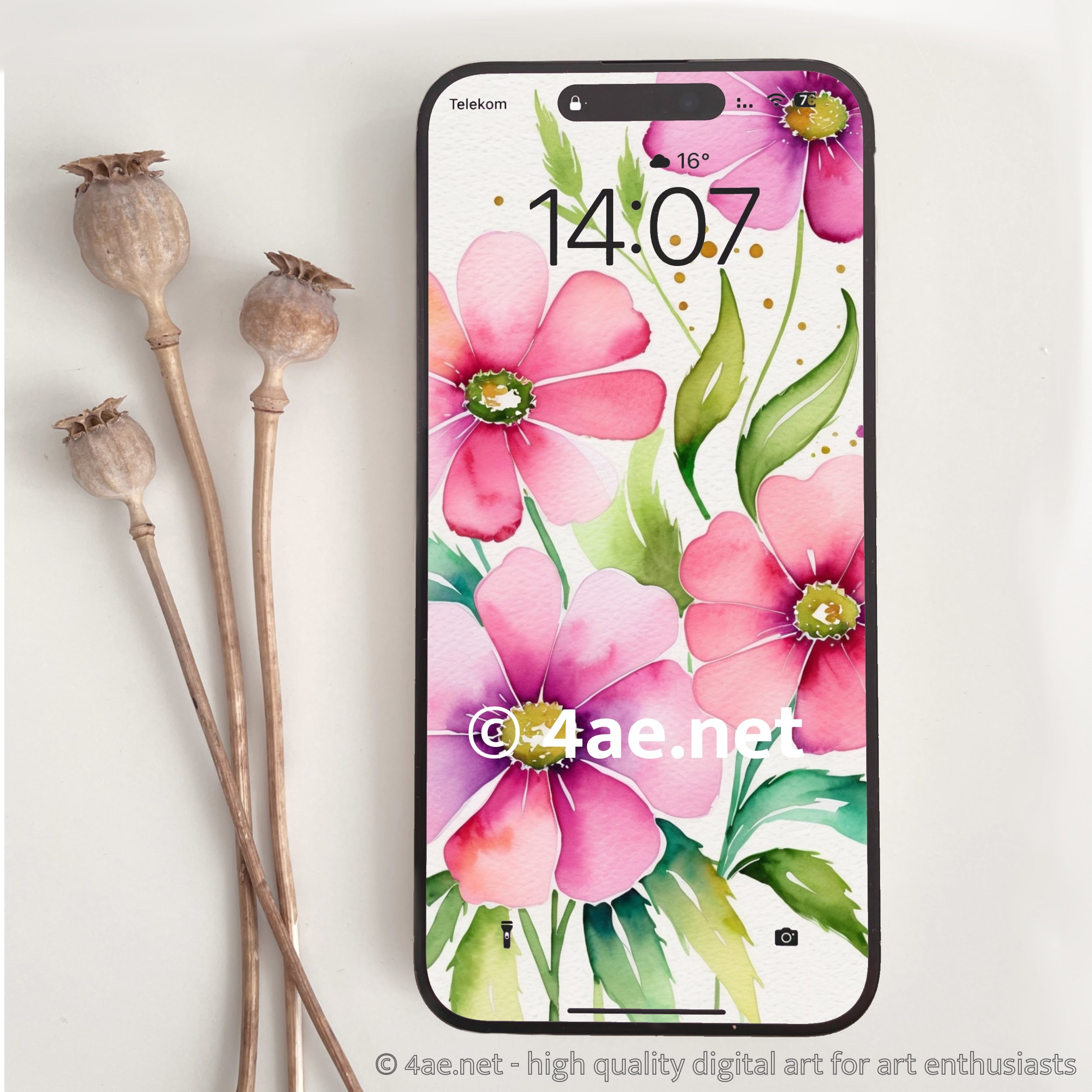 free floral watercolor phone wallpaper 065 Ballet Slipper Bouquet