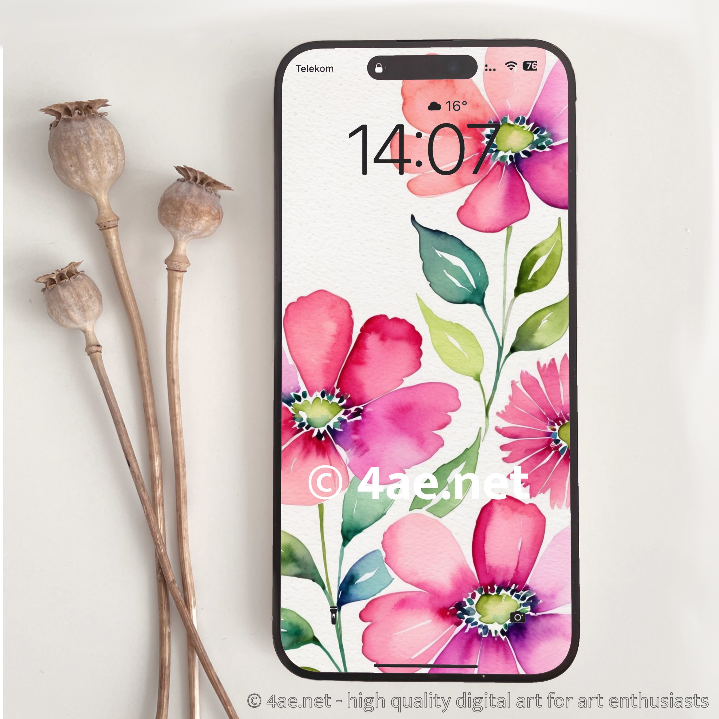 free floral watercolor phone wallpaper 066 Pink Pearl Petals