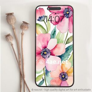 free floral watercolor phone wallpaper 067 Flamingo Pink Fantasy