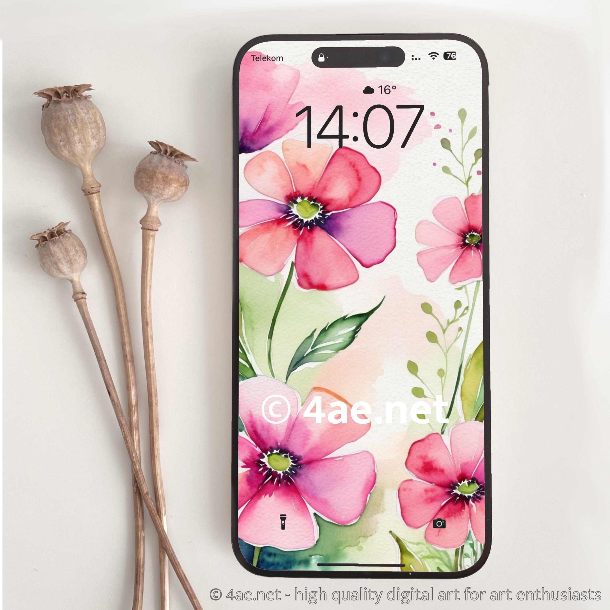 free floral watercolor phone wallpaper 069 Sunset Rose Serenade