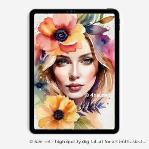 free iPad wallpaper, floral wallpaper, Samsung galaxy tablet digital background, woman portrait with flowers 74 Boho iPad Wallpaper