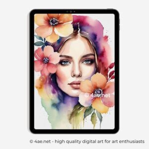 free iPad wallpaper, floral wallpaper, Samsung galaxy tablet digital background, woman face with flowers 78 Boho iPad Wallpaper