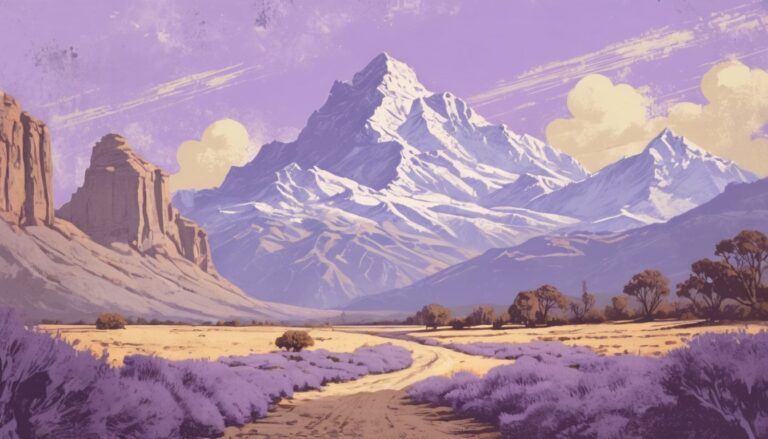 a mountain with a road and lavender fields - Desktop Picture