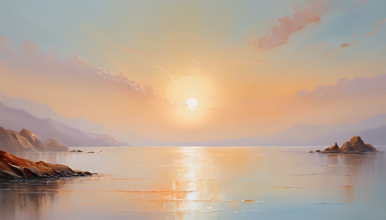 a sunset over a body of water, calming landscape