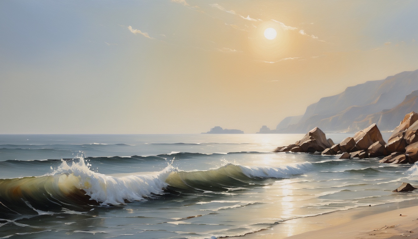 a beach with waves and rocks - Ocean Computer Background