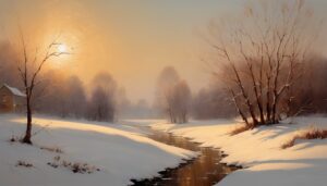 a river running through a snowy landscape - PC Wallpaper