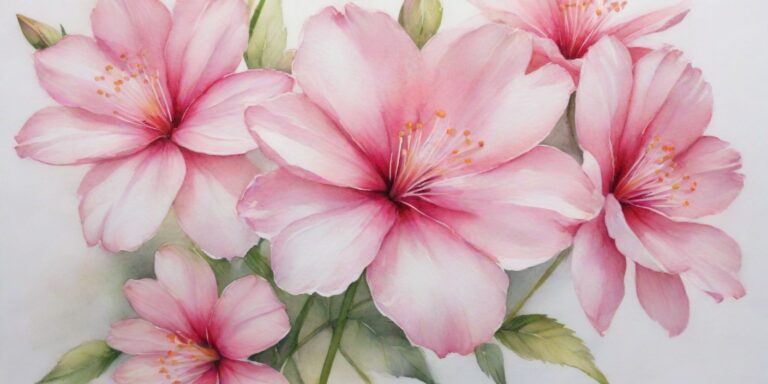 a close up of pink hibiscus flowers - Pink Flowers in Digital Art