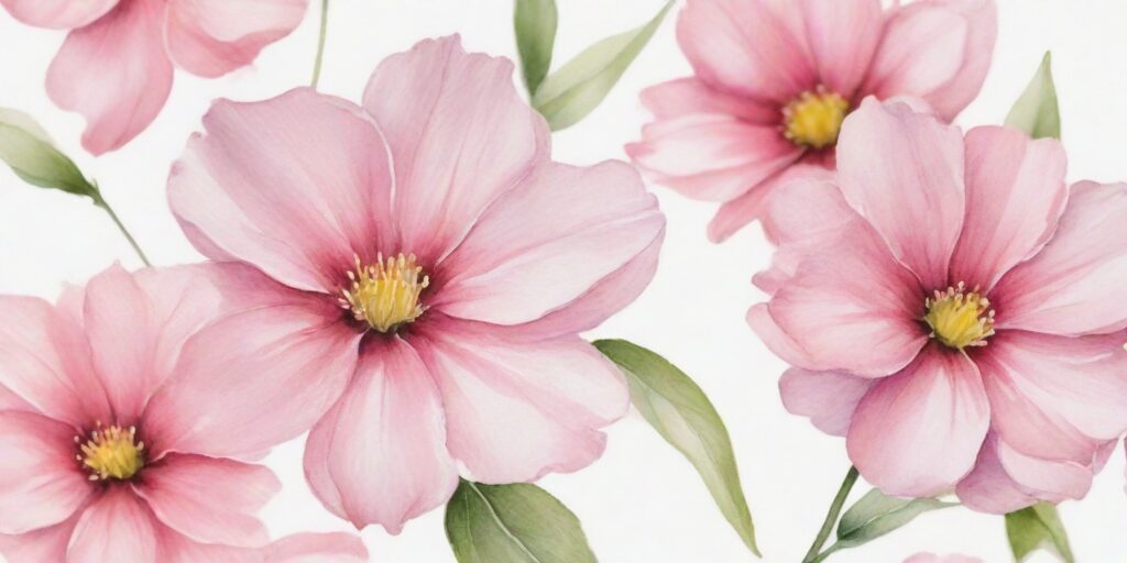 a close up of pink cosmos flowers Pink Flowers in Digital Art