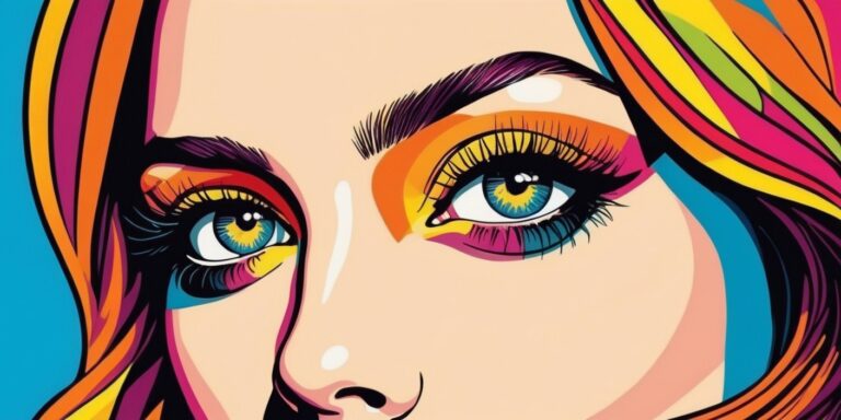 Striking Pop Art - woman face with eyes.