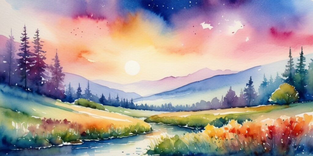 Peaceful Watercolor Landscapes - rainbow watercolor art