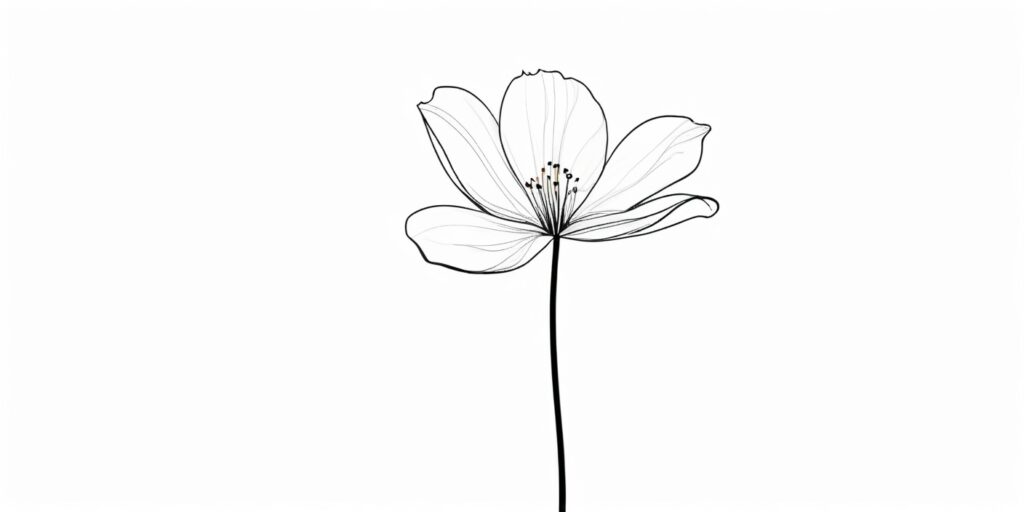 Timeless Line Art - line painting of a large flowers