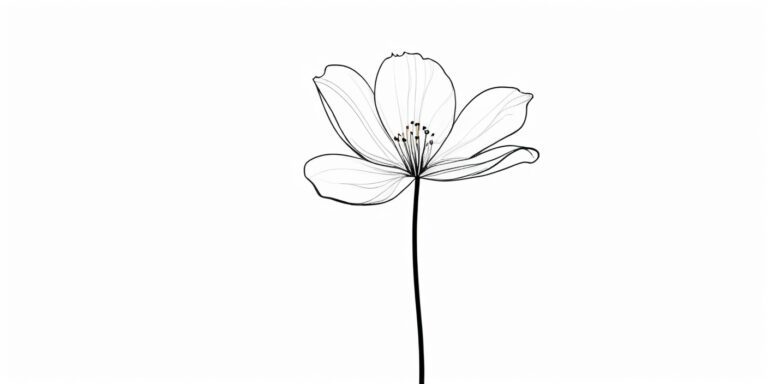 Timeless Line Art - line painting of a large flowers