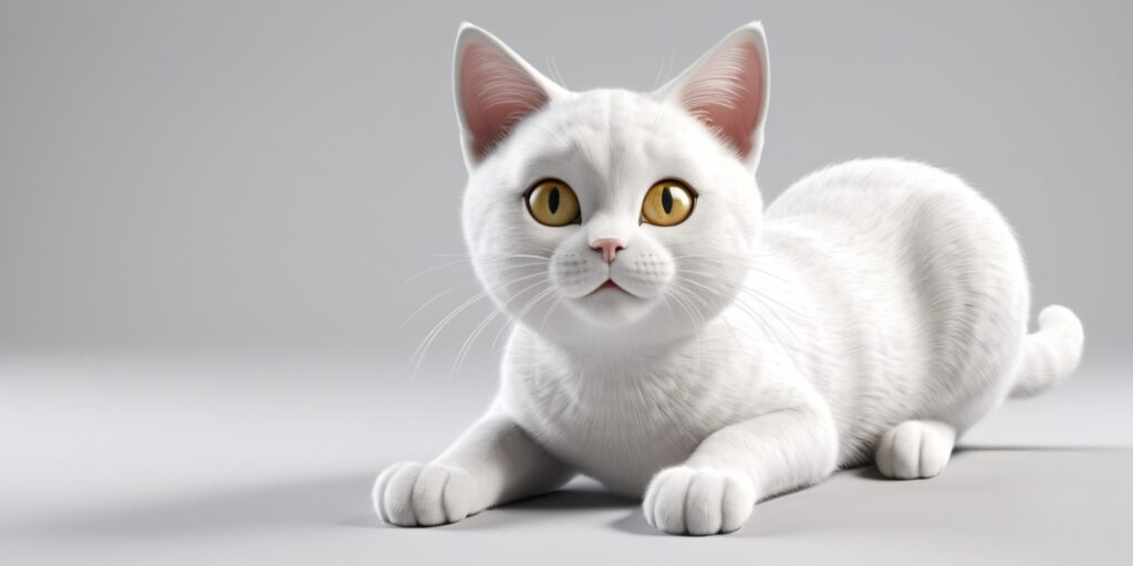 Unique 3D Renderings - a white cat model