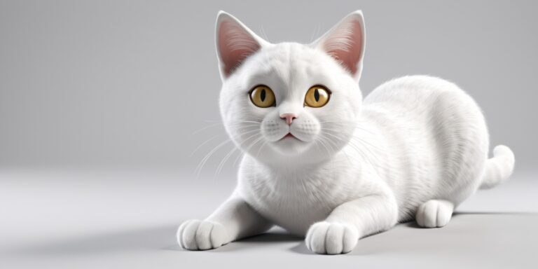 Unique 3D Rendering - a white cat model